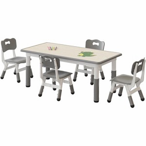 Kids Table and Chair Set, Height Adjustable Toddler Table for Ages 2-10, Non-Slip Legs, Arts Crafts Table, Children Activity Table for Daycare Home - 1 of 4