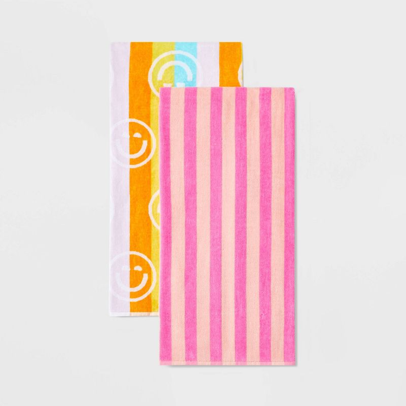 2pk Smiles Beach Towels Pink - Sun Squad&#8482;, 3 of 6