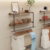 2 In 1 Heavy Duty Industrial Pipe Clothes Rail Floating Wall Mounted Hanging Display Closet Storage Shelf for Bedroom Laundry Room - 4 of 4