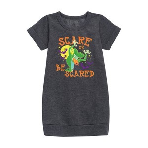 - SpongeBob SquarePants - Scare Or Be Scared Flying Dutchman Graphic Short Sleeve Fleece Dress - 1 of 4