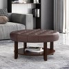 32" Contemporary Ottoman Bench with Button Tufting and Open Storage Shelf for Living Room -3irtyhousy - 2 of 4