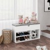 2-Tier Wooden Shoe Storage Bench with Flip Top Storage Space and Padded Cushion - 4 of 4