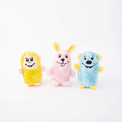 ZippyPaws - Squeakie Buddies, No Stuffing Dog Squeaker Toy for Small Dogs - 3-Pack, Bear, Bunny, Monkey