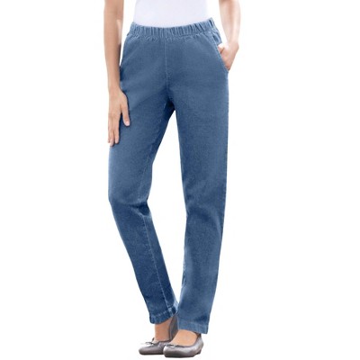 Woman Within Plus Size Tall Straight Leg Fineline Denim Jean