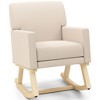 Costway Mid Century Rocking Chair Upholstered Armchair w/ Lumbar Support BeigeGray - 2 of 4