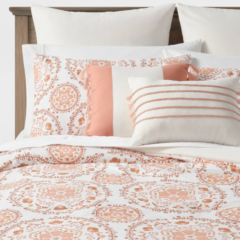 8pc Queen Medallion Print Comforter Bedding Set Terracotta - Threshold