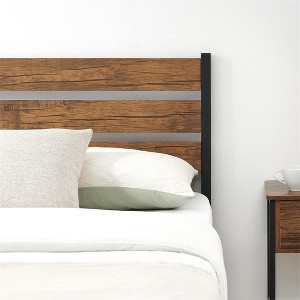 Platform Bed Frame with Rustic Vintage Wood Headboard - 1 of 4