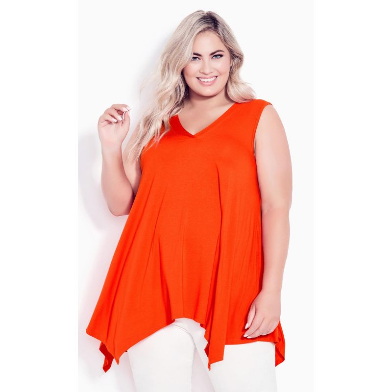 Women's Plus Size V Neck Swing Tank  - Orange | AVENUE, 1 of 4