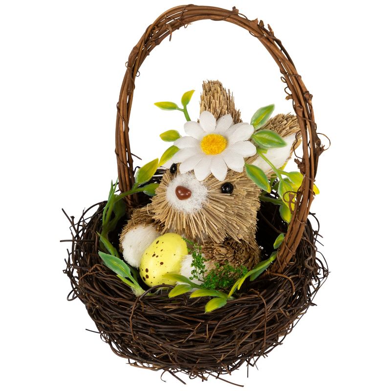 Northlight Rabbit with Twig Basket Easter Decoration - 7", 5 of 7