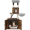 Litter Box Enclosure with Cat Tree Tower and Condo, Hidden Cat Washroom Furniture with Sisal Scratching Post & Soft Plush Perch - 2 of 4
