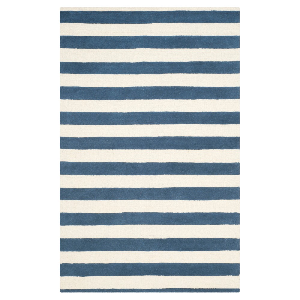 5'x8' Stripe Area Rug Navy/Ivory - Safavieh