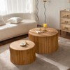 NicBex Retro Style Cylindrical Coffee Table with Vertical Texture Relief Design,Wooden Side Tables,Center Table for Living Room - 2 of 4