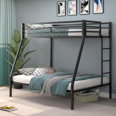 Costway Twin Over Full Bunk Bed W metal Frame And Ladder Space