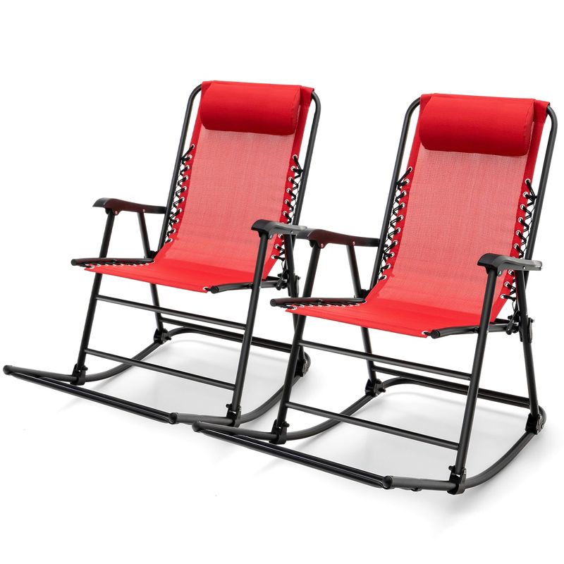 Tangkula 2PCS Patio Folding Rocking Chair Outdoor Portable Lounge Rocker, 1 of 10