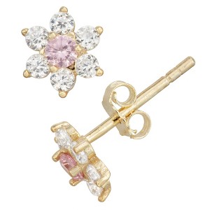Junior Jewels 14K Gold Over Sterling Silver Cubic Zirconia Stud Earrings - 1 of 2
