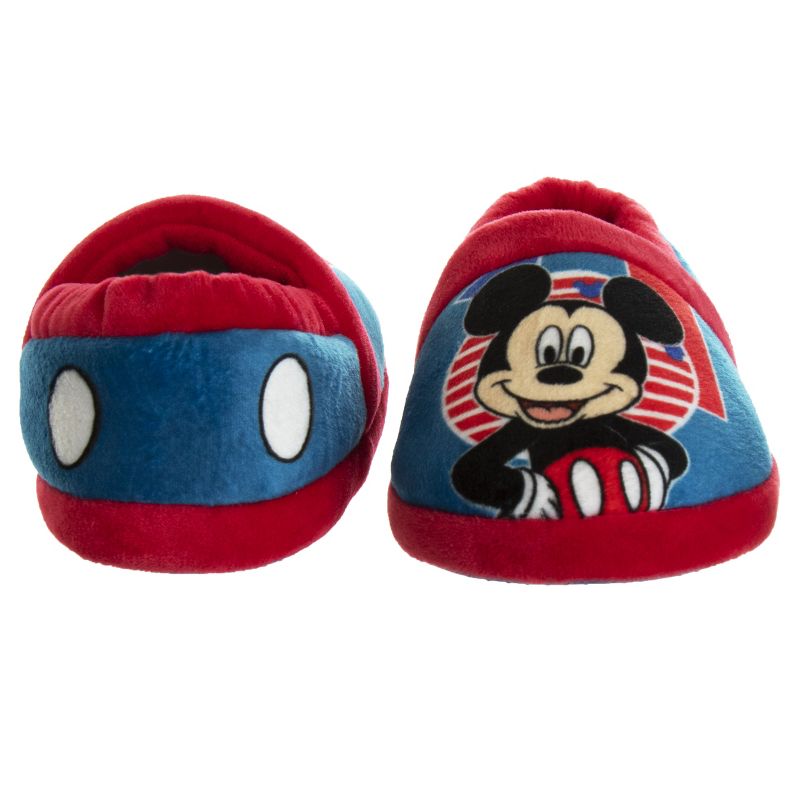 Disney Mickey Mouse Slippers - Kids Cozy Plush Fuzzy Lightweight Warm Comfort Soft House Shoes - Navy Blue Red (size 5-12 Toddler - Little Kid), 6 of 9