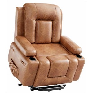 Oversized Wide Power Lift Recliner Chair, Heat Massage, Faux PU Leather, Adjustable Back & Legs, for Elderly & People with Mobility Impaired - 1 of 4