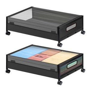 Under Bed Storage with Wheels 2 Pack Rolling Underbed Storage Containers with Clear Lids - 1 of 4