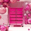 Tangkula 10 Drawers Rolling Cart Classroom Organizers Storage Cart with Wheels for Teacher Office Home School Supplies Tool Craft Hot Pink - 2 of 4