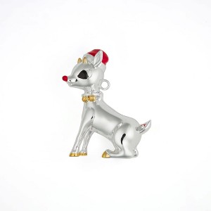Nambé Holiday Ornament – Rudolph the Red-Nosed Reindeer Silver and Gold-Plated Christmas Tree Decoration with Rocking Base, Collectible - 1 of 4