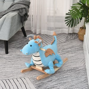 Sevobal Toy Vehicles Kids Plush Ride-On Rocking Horse Dinosaur Ride Rocking Chair with Realistic Sounds for 18-36 Months, Blue, 23.50"*12.50"*12.50" - 1 of 4