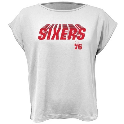 NBA Philadelphia 76ers Women's White Round Neck Short Sleeve T-Shirt