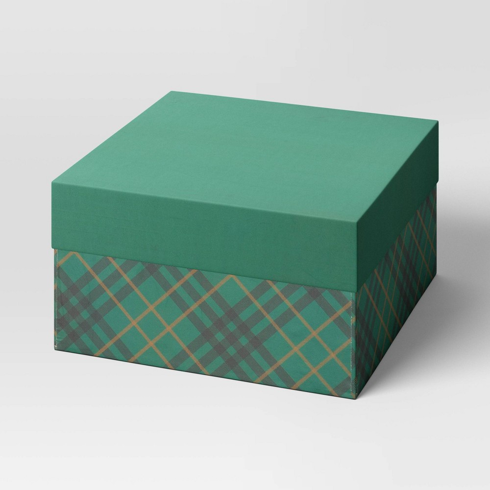 Case of 12, 6"x3" Square Plaid Christmas Gift Box Green - Wondershop™