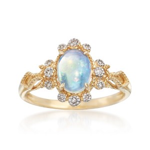 Ross-Simons Ethiopian Opal and Diamond-Accented Ring in 14kt Yellow Gold - 1 of 4
