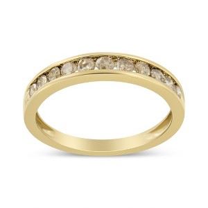 14K Yellow Gold Plated Silver 1/2 Cttw Champagne Diamond 11 Stone Band Ring - 1 of 4