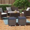Tangkula 2 Pieces Patio Ottoman Outdoor Wicker Footstool Storage Box Side Table w/ Solid Metal Frame Additional Seating w/ Removable Cushions Beige/Off White/Red/Turquoise/Gray/Navy - 3 of 4