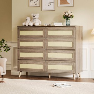 6 Drawer Rattan Dresser, Double Dresser with Deep Drawers, Chest of Drawers for Closet with Wide Top,  for Bedroom, Entryway, Hallway, Living Room - 1 of 4