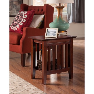 Mission Style Walnut Wood Rectangular End Table Set