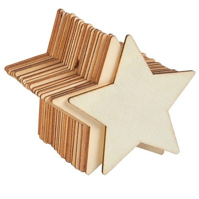 24-Pack Unfinished Wood Star Wooden Cutout for DIY Craft Supplies