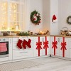 6 Pieces Christmas Door Cabinet Bows Large Christmas Red Ribbons Cabinet Door Bows for Christmas Festive Party Supplies, 10 x 87 Inches - 2 of 4