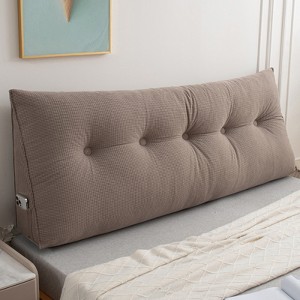 Bekrvio Multiple Sizes Headboard Pillow Wedge Reading Support Backrest Cushion with Pocket & Removable Cover for Bed Sofa Daybed - 1 of 4
