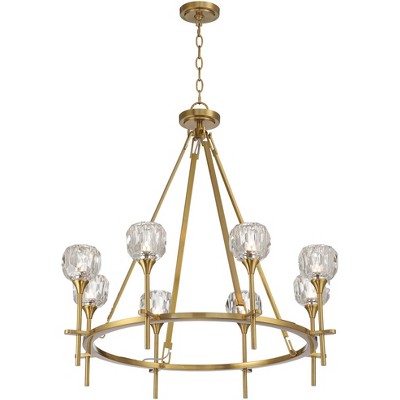 Soft Gold 32" Ring Chandelier with Clear Crystal Glass Shades