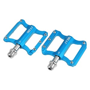 Unique Bargains Aluminum Alloy Rear Foot Peg Flat Pedal Footrests Fit 9/16 Inch Axles MTB Bike Black 1 Pair - 1 of 4