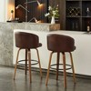 Beautyolove Faux Leather Upholstered Bentwood Swivel Counter Height Bar Stool - 3 of 4