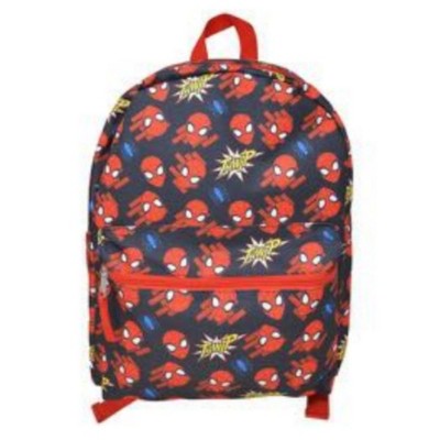 Spiderman Heads All Over Nylon Kids Backpack 16" School Bookbag for and Boys