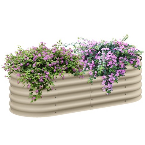 Outsunny Galvanized Raised Garden Bed Kit, Metal Planter Box With ...