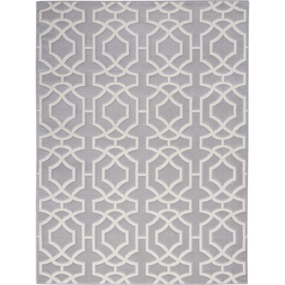 Joli Grey and White Geometric Latticework 5' x 7' Area Rug
