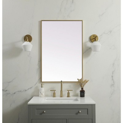 Elegant Brass Framed Full Length Rectangular Bathroom Mirror