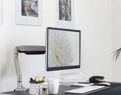 Silver Full-Motion Single Monitor Desk Mount with Adjustable Arm