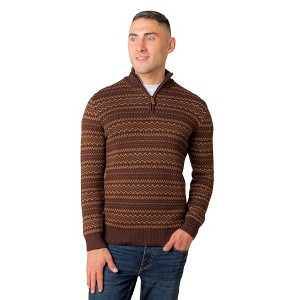 Hope & Henry Men's Organic Half Zip Intarsia Pullover Sweater, Adult - 1 of 4