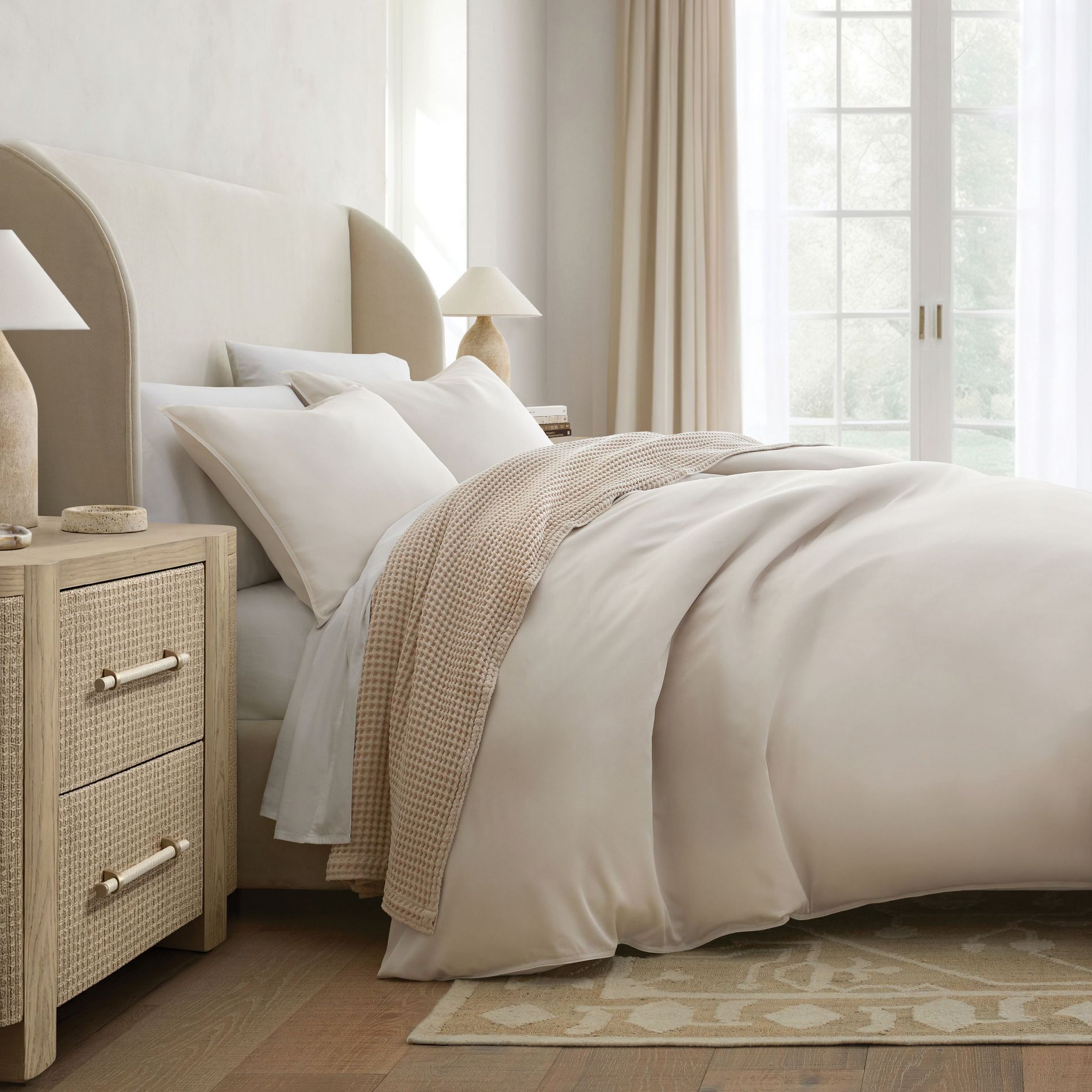 100% Viscose from Bamboo Duvet Cover Set 300 Thread Count Sateen Cooling Breathable Bedding Set Shams Becky Cameron