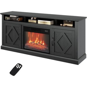 TackView 67" Farmhouse Fireplace TV Stand for TVs Up to 80 in, Wood Entertainment Center with 23" Electric Fireplace, Remote Control,Gray - 1 of 4