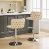 Bar Stools Set of 2, Upholstered 360° Swivel Bar Chairs Modern Bar Stools, Height Adjustable Stool with Chrome Base for Kitchen Island Home Bar - 3 of 4