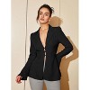Coolmee Women's Elegant Blazers Lapel Neck Ruffle Long Sleeve Business Blouse Deep V Neck Bell Sleeve Office Suit Jackets - 3 of 4