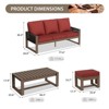 EAGLE PEAK 4 Pieces Natural Cedar Wood Conversation Set, Outdoor Patio Furniture with 2 Ottomans and Coffee Table - 2 of 4