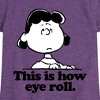 Girls' - Peanuts - Lucy This Is How Eye Roll Fitted Short Sleeve Graphic T-Shirt - 2 of 4